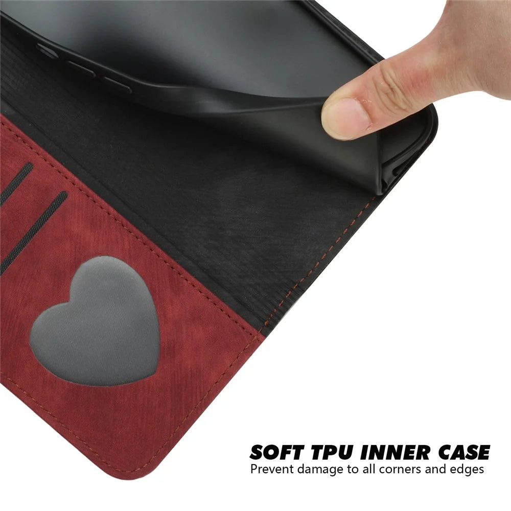 YX0020 For iPhone 15 PU Leather Anti-fall Shell Dual Magnetic Clasp Flip Stand Cover with Strap - Red - 4