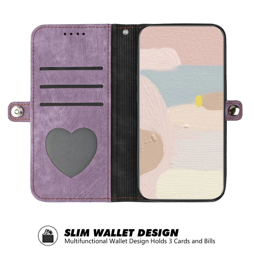 YX0020 For iPhone 15 Pro Dual Magnetic Clasp PU Leather Case Stand Wallet Phone Cover with Strap - Purple - 2