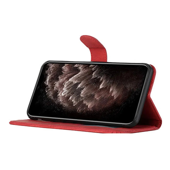 YX0010 Series for iPhone 15 Imprinted Stand Phone Case PU Leather Wallet Protective Cover - Red - 3