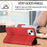 YX0010 Series for iPhone 15 Imprinted Stand Phone Case PU Leather Wallet Protective Cover - Red - 4