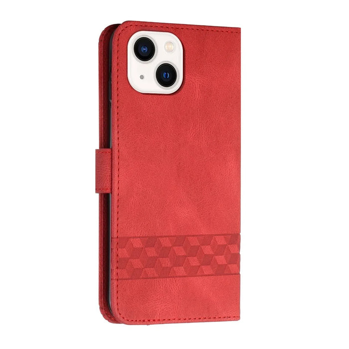 YX0010 Series for iPhone 15 Imprinted Stand Phone Case PU Leather Wallet Protective Cover - Red - 5
