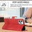 YX0010 Series for iPhone 15 Pro Imprinted Cell Phone Wallet Cover Folding Stand PU Leather Case - Red - 4