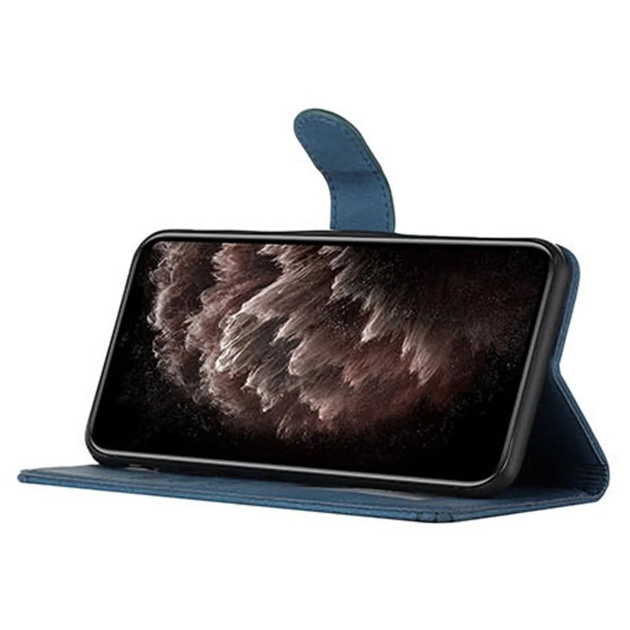 YX0010 Series for iPhone 15 Pro Max Imprinted Phone Case Leather Wallet Stand Shockproof Cover - Sapphire - 3