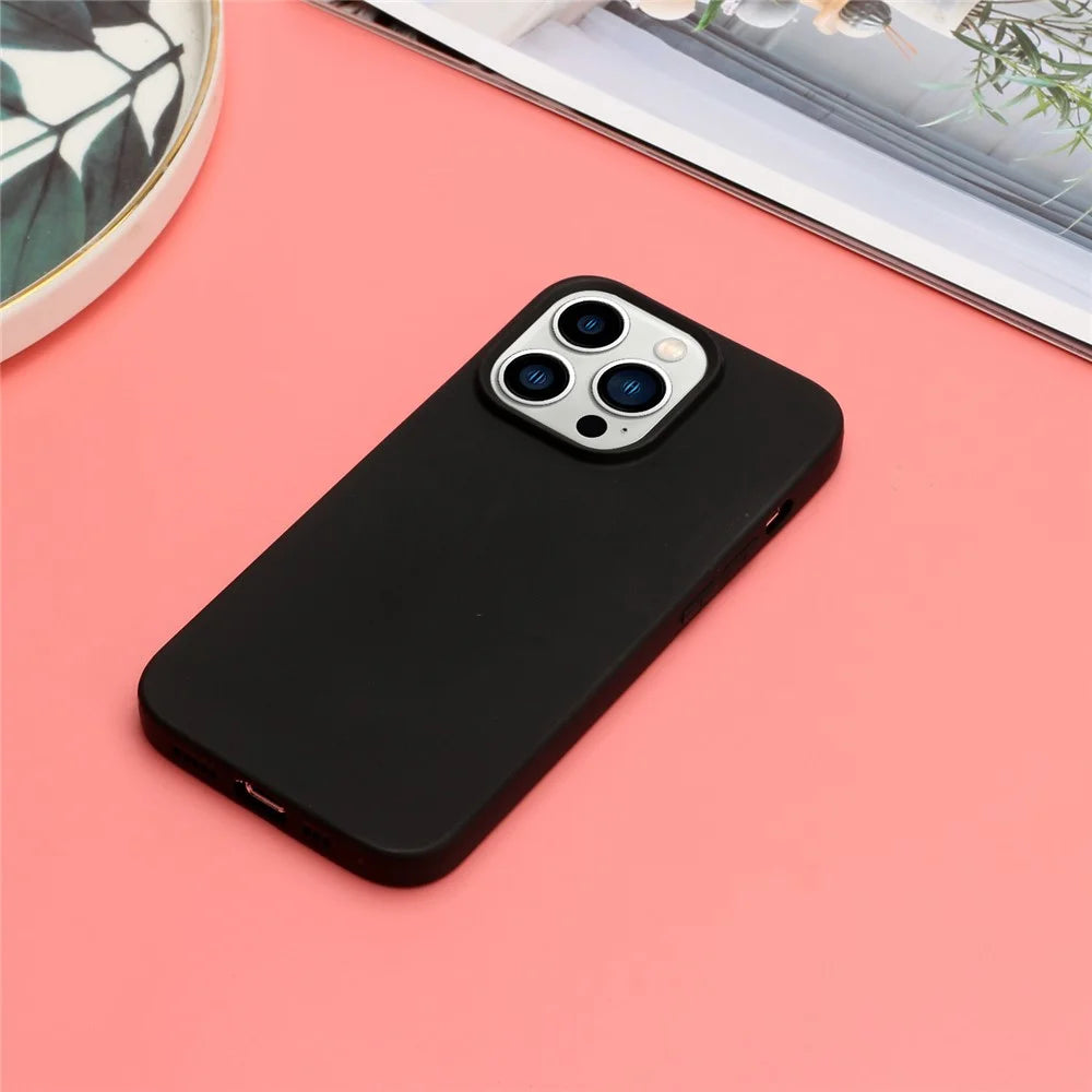 For iPhone 15 Pro Max Matte TPU Phone Back Cover Anti-fingerprint Mobile Phone Protective Case - Black - 4
