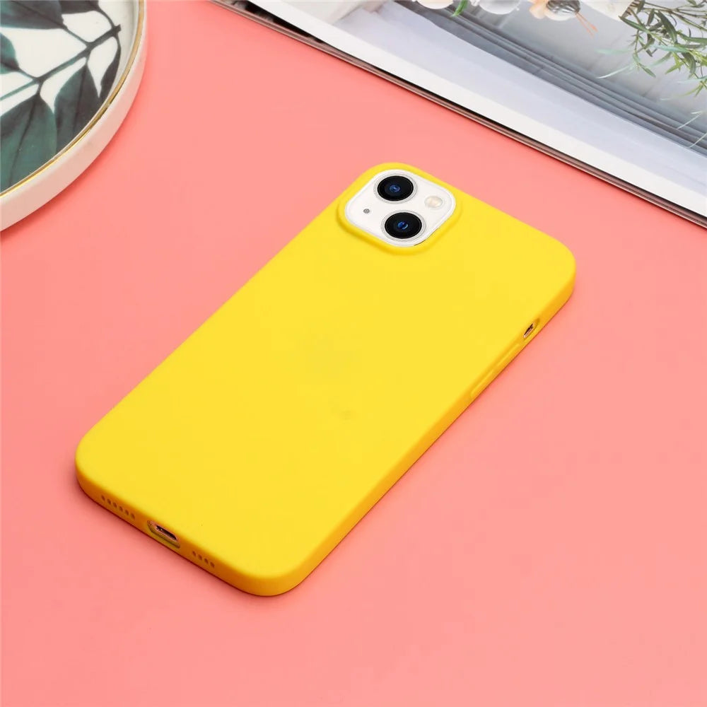 Anti-scratch TPU Phone Case for iPhone 15 Plus Anti-fingerprint Matte Cell Phone Back Cover - Yellow - 4