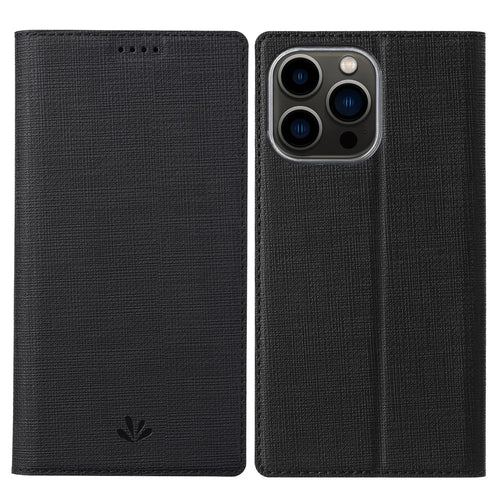 VILI DMX Series Phone Case for iPhone 15 Pro , Card Holder PU Leather Stand Phone Cover - Black - 1