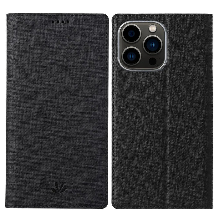VILI DMX Series Card Holder Phone Case for iPhone 15 Pro Max , Stand Leather Phone Cover - Black - 1