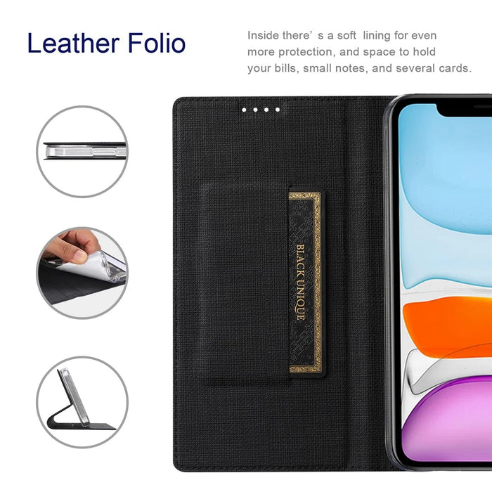 VILI DMX Series Card Holder Phone Case for iPhone 15 Pro Max , Stand Leather Phone Cover - Black - 3
