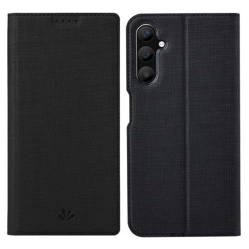 VILI DMX Series Phone Leather Case for Samsung Galaxy A25 5G (Global) (161.0 x 76.5 x 8.3mm) , Card Holder Phone Stand Cover - Black - 1