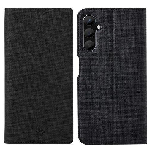VILI DMX Series Phone Leather Case for Samsung Galaxy A25 5G (Global) (161.0 x 76.5 x 8.3mm) , Card Holder Phone Stand Cover - Black - 1