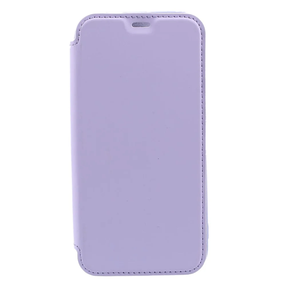 For iPhone 15 Card Holder Kickstand Liquid Silicone Bump Proof Protective Case Skin-touch Phone Cover - Light Purple - 2