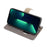 For iPhone 15 Plus Ring Holder Cell Phone Case PU Leather Wallet Stand Cover with Makeup Mirror / Shoulder Strap - Grey - 3