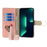 For iPhone 15 Pro Max PU Leather Wallet Case Stand Ring Holder Protective Phone Cover with Makeup Mirror / Shoulder Strap - Pink - 2