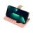 For iPhone 15 Pro Max PU Leather Wallet Case Stand Ring Holder Protective Phone Cover with Makeup Mirror / Shoulder Strap - Pink - 3