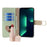 For iPhone 15 Pro PU Leather Ring Holder Phone Case Wallet Stand Full Protection Cover with Makeup Mirror / Shoulder Strap - Green - 2