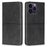 For iPhone 15 Pro Max Cowhide Texture Phone Cover PU Leather Stand Case with Card Slots - Black - 1