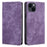 For iPhone 15 RFID Blocking Leather Wallet Stand Phone Case Magnetic Closing Anti-fall Cover - Purple - 1