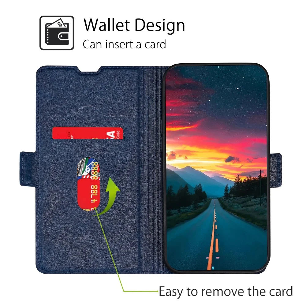 For iPhone 15 Plus TPU+PU Leather Shell Shockproof Card Slot Phone Case Phone Stand Cover - Blue - 2