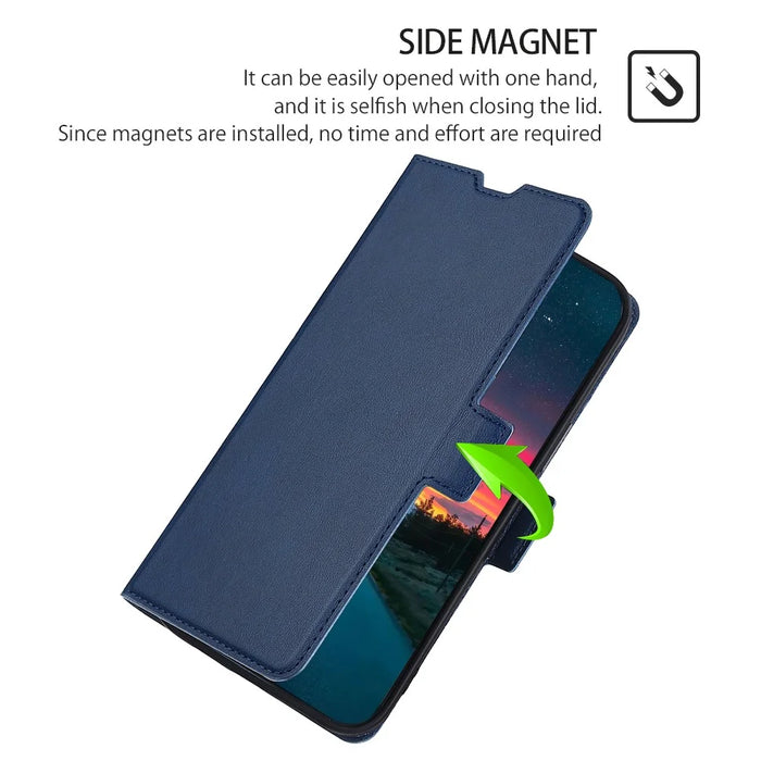 For iPhone 15 Pro Shockproof Card Slot Phone Case Phone Stand Cover TPU+PU Leather Shell - Blue - 4