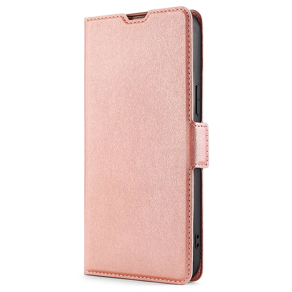 For iPhone 15 Pro Max Phone Case Shockproof Card Slot TPU+PU Leather Shell Phone Stand Cover - Rose Gold - 6