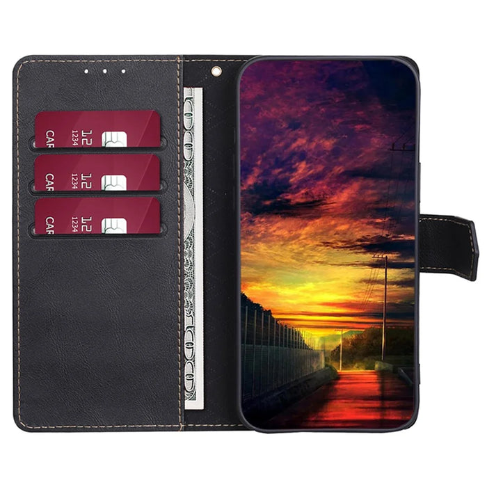 For iPhone 15 Anti-Scratch PU Leather Flip Case RFID Blocking Wallet Stand Phone Cover - Black - 2