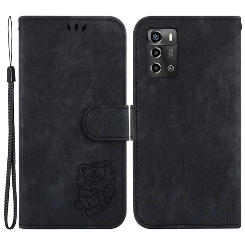 For ZTE Blade A72 / Blade V40 Vita Magnetic Clasp Protective Case Lovely Tiger Imprint Leather Cover with Wallet - Black - 1