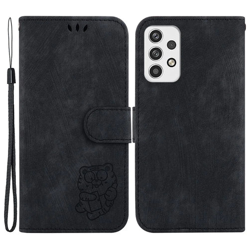 PU Leather Magnetic Flip Phone Case for Samsung Galaxy A33 5G , Stand Wallet Tiger Pattern Imprinted Cover - Black - 1
