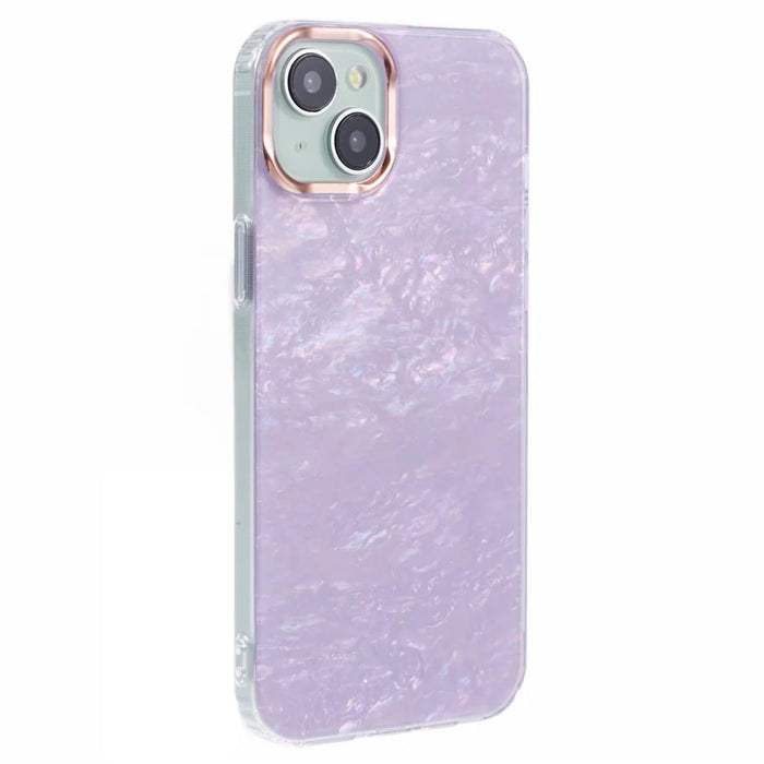 For iPhone 15 TPU+PC Scratch Resistant Phone Cover IMD Shell Pattern Back Protector Case - Light Purple - 1