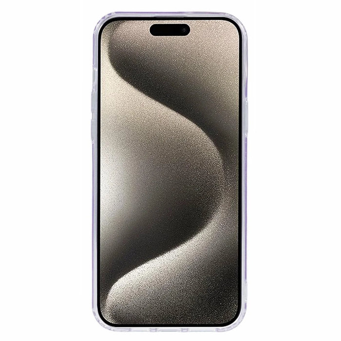 For iPhone 15 TPU+PC Scratch Resistant Phone Cover IMD Shell Pattern Back Protector Case - Light Purple - 2