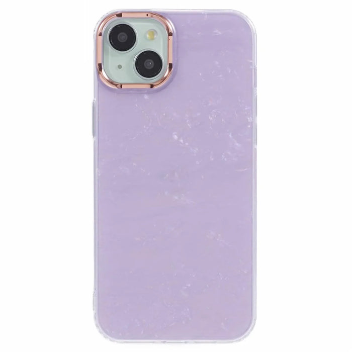 For iPhone 15 TPU+PC Scratch Resistant Phone Cover IMD Shell Pattern Back Protector Case - Light Purple - 3