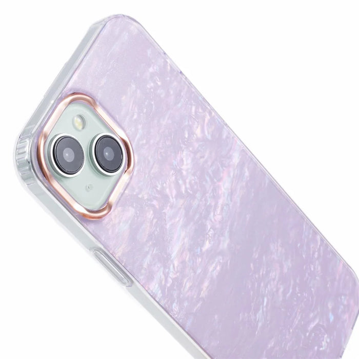 For iPhone 15 TPU+PC Scratch Resistant Phone Cover IMD Shell Pattern Back Protector Case - Light Purple - 5