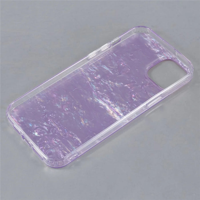 For iPhone 15 TPU+PC Scratch Resistant Phone Cover IMD Shell Pattern Back Protector Case - Light Purple - 6