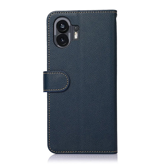 KHAZNEH For Nothing Phone (2) Anti-Scratch Phone Shell Litchi Texture Wallet Stand RFID Blocking PU Leather Case - Blue - 7