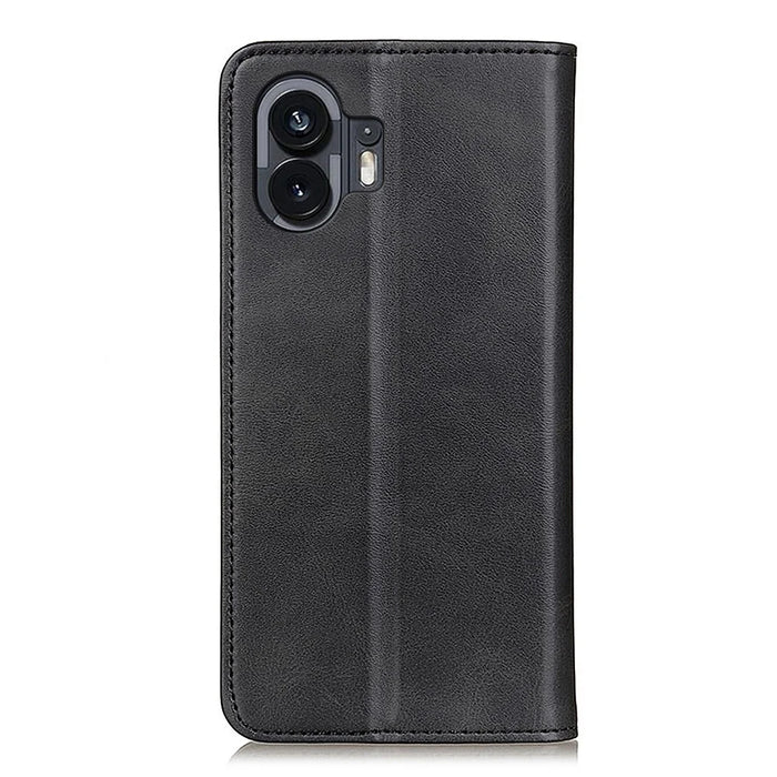 For Nothing Phone (2) Wallet Phone Case Stand Protective Shell Cowhide Texture Split Leather Phone Cover - Black - 7