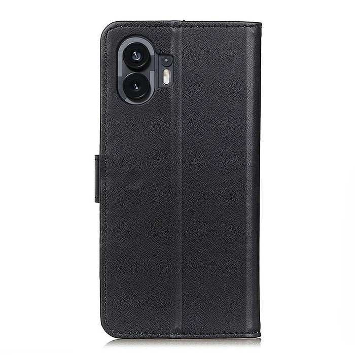 For Nothing Phone (2) Stand Phone Cover Anti-Scratch Textured PU Leather Wallet Smartphone Case - Black - 7