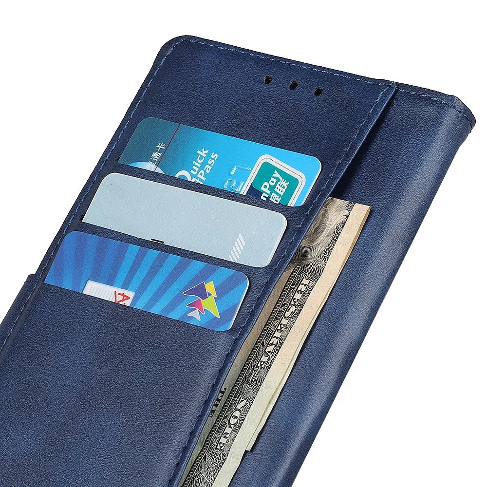 PU Leather Phone Case for Nothing Phone (2) , Cowhide Texture Wallet Full Protection Stand Cover - Blue - 4