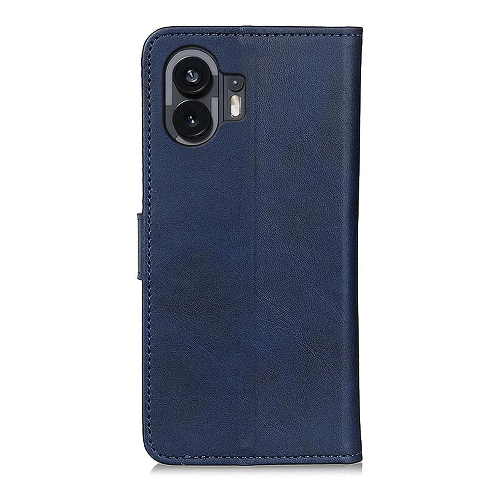 PU Leather Phone Case for Nothing Phone (2) , Cowhide Texture Wallet Full Protection Stand Cover - Blue - 6