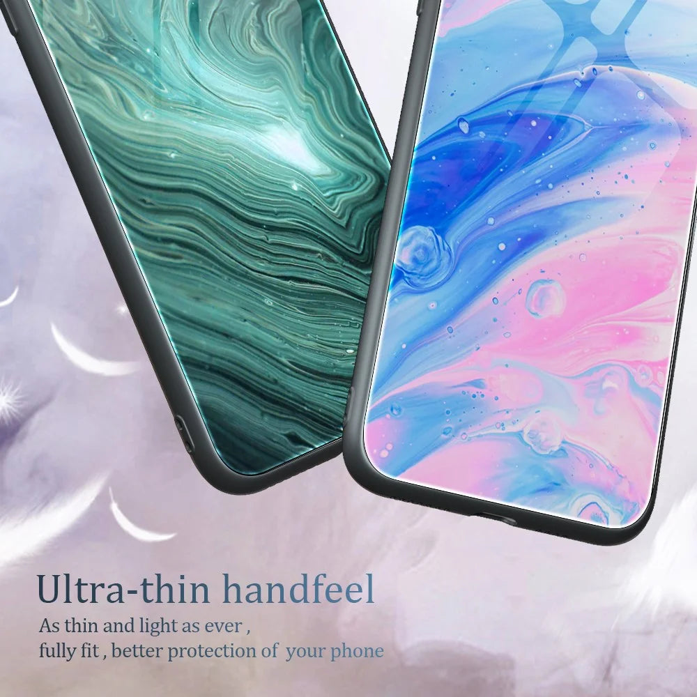 For Samsung Galaxy S23 FE Marble Pattern Anti-Scratch Cover Tempered Glass+PC+TPU Hybrid Phone Case - DL02 - 2