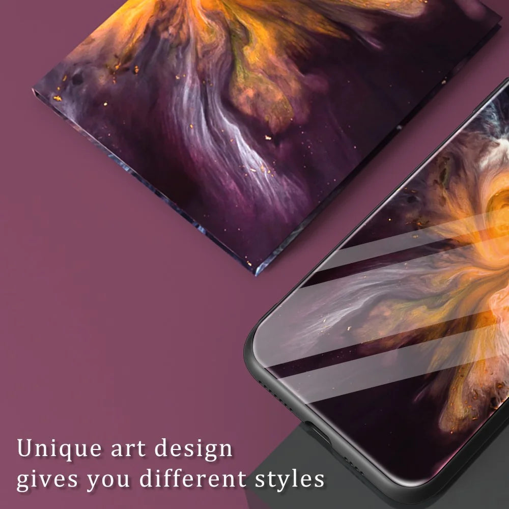 For Samsung Galaxy S23 FE Marble Pattern Anti-Scratch Cover Tempered Glass+PC+TPU Hybrid Phone Case - DL02 - 3