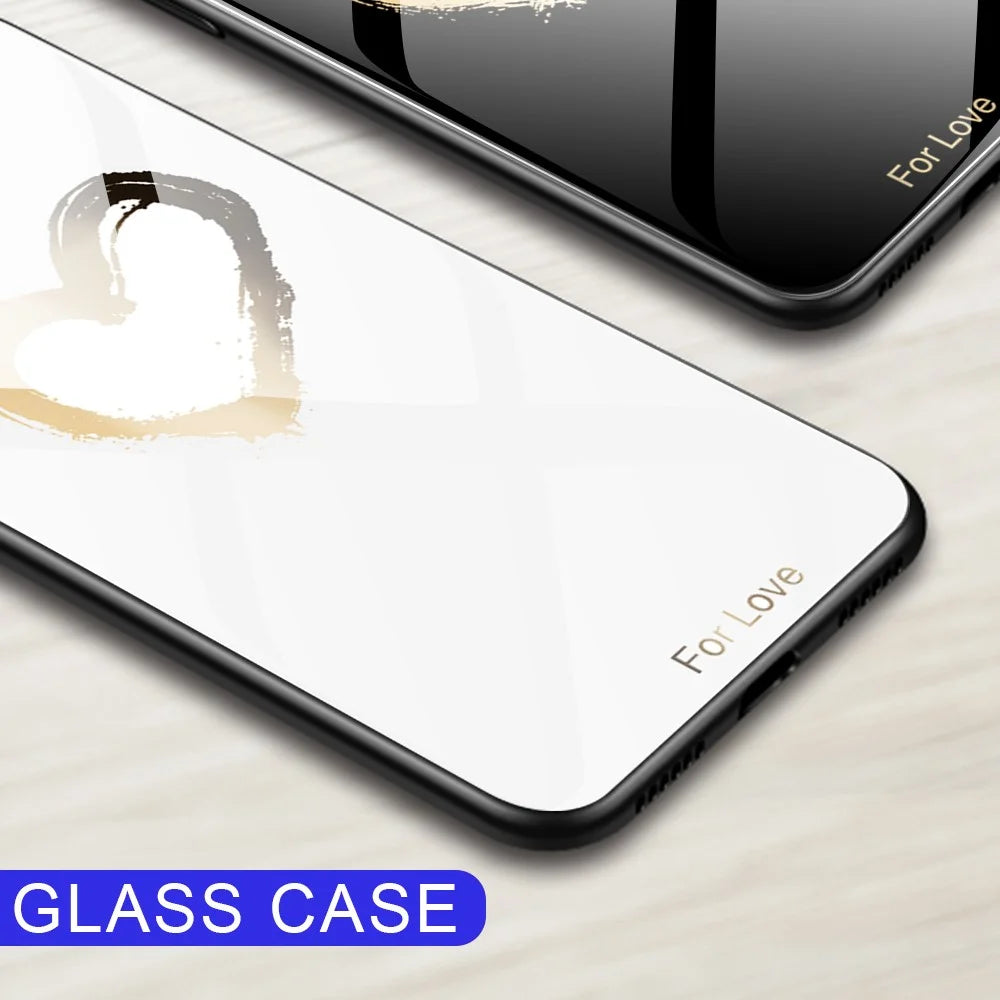 For Samsung Galaxy S23 FE Pattern Printed Tempered Glass Cover PC+TPU Shock Absorption Phone Case - For Love / White - 2