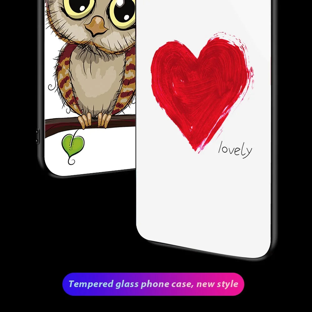 For Samsung Galaxy S23 FE Pattern Printed Tempered Glass Cover PC+TPU Shock Absorption Phone Case - For Love / White - 6