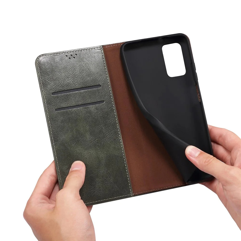 PU Leather Case for Nothing Phone (2) , Anti-Scratch Waxy Crazy Horse Texture Wallet Stand Phone Cover - Green - 5