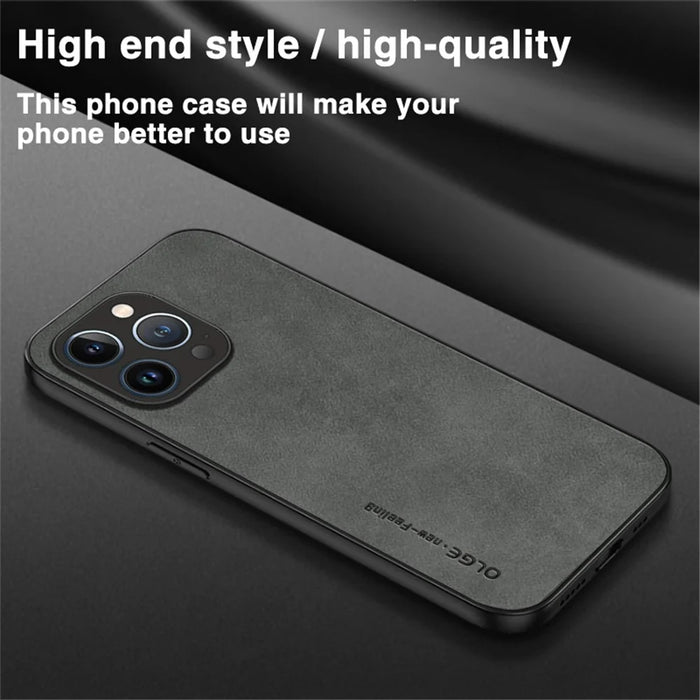 OLGE For iPhone 15 Pro Max PU Leather+TPU Back Case Scratch Resistant Protective Phone Cover - Blue - 4