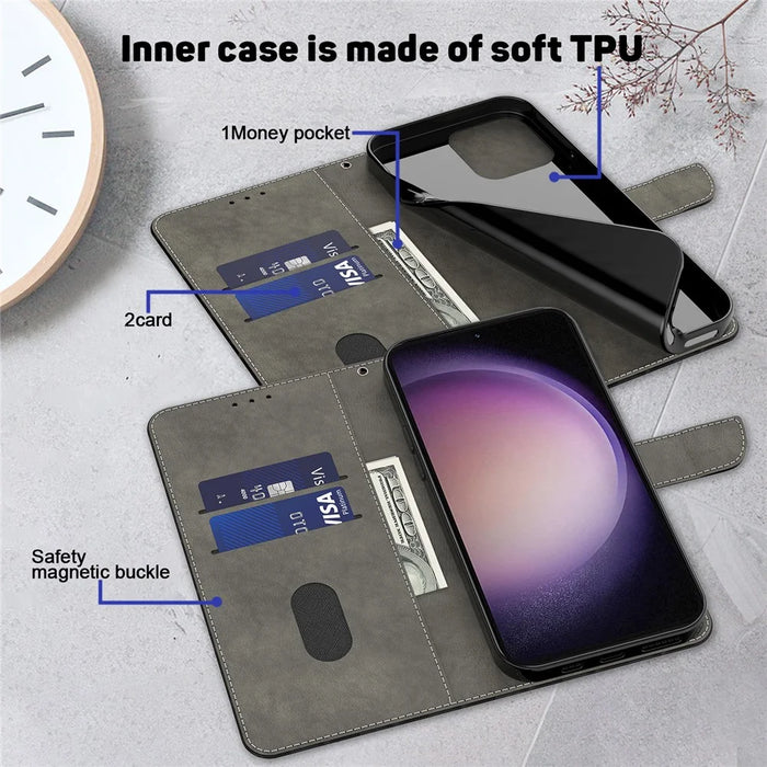 For Samsung Galaxy S23 FE PU Leather Phone Case Wallet Stand 3D Pattern Printing Folio Cover with Strap - Standing Cat - 2