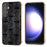 For Samsung Galaxy S23 FE Mahjong Texture Phone Case Genuine Cowhide Leather+PC+TPU Electroplating Cover - Black - 1
