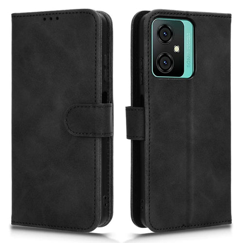 For Blackview Oscal C70 Shockproof Case Skin-touch PU Leather Folding Stand Wallet Protective Cover - Black - 1