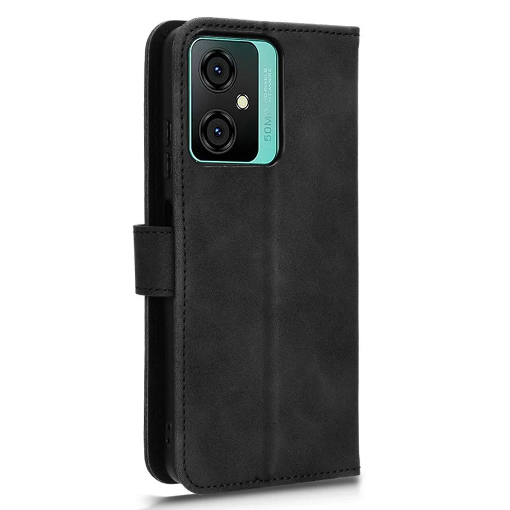 For Blackview Oscal C70 Shockproof Case Skin-touch PU Leather Folding Stand Wallet Protective Cover - Black - 4
