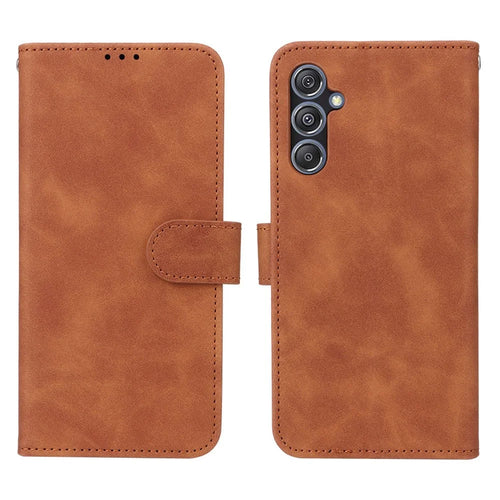 For Samsung Galaxy F34 5G / M34 5G Stand Skin-touch Phone Case Wallet PU Leather Full Protection Phone Cover - Brown - 1