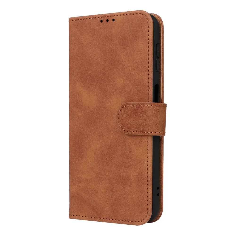 For Samsung Galaxy F34 5G / M34 5G Stand Skin-touch Phone Case Wallet PU Leather Full Protection Phone Cover - Brown - 7