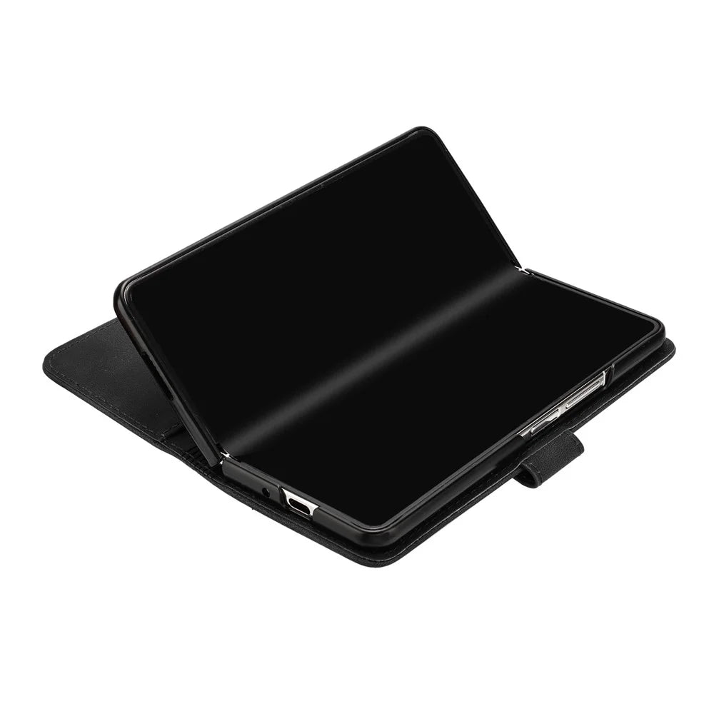 YX0040 For Samsung Galaxy Z Fold5 5G Card Slots Case PU Leather+PC Imprinted Phone Cover - Black - 2